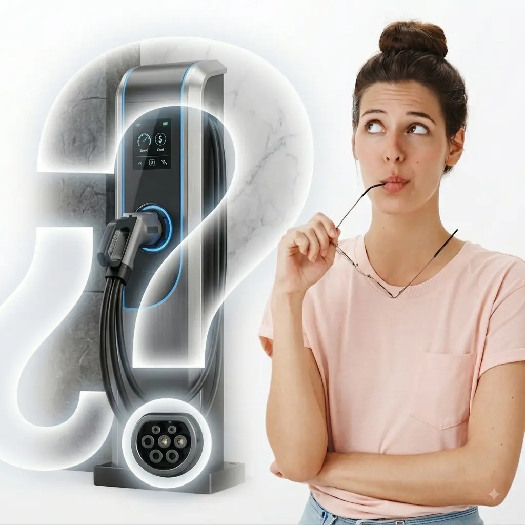 mujer-preguntandose-si-conviene-comprar-cargador-coche-electrico-trifasico